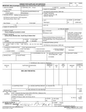 US Federal Purchase Order Form