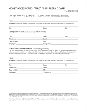 Money Access Card Visa Prepaid Card Application