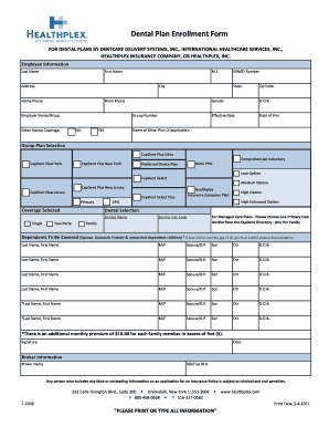 Dental Plan Enrollment Form