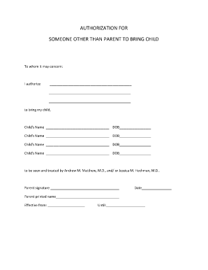 Authorization for Non-Parent to Bring Child