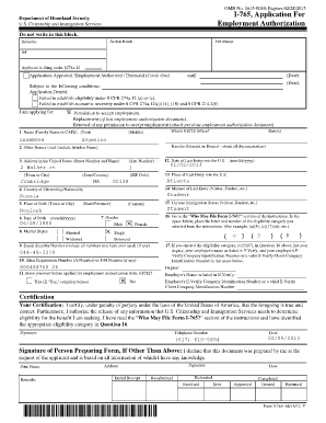USCIS Form I-765 Employment Authorization Application
