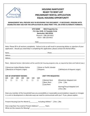 Nantucket Rental Application