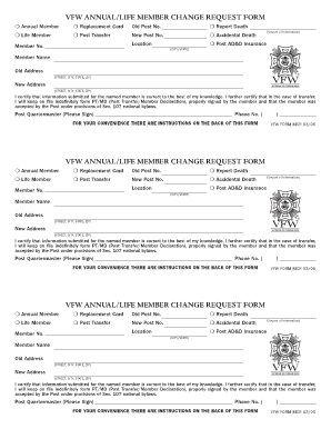 VFW Annual/Life Member Change Request Form