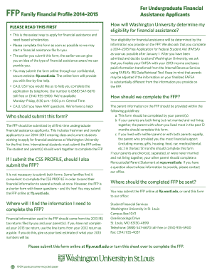 Washington University FFP Family Financial Profile 2014-2015