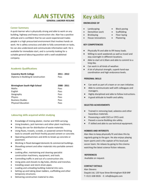 Cv format template - general laborer resume