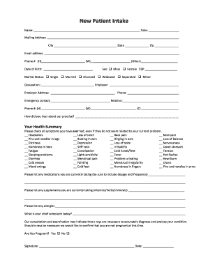 New Patient Intake Form
