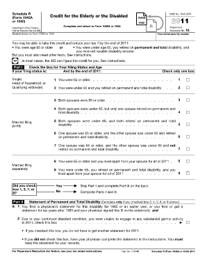 Schedule R Form 1040A Credit for the Elderly or Disabled