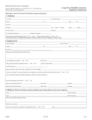 Standard Insurance Long Term Disability Claim Form