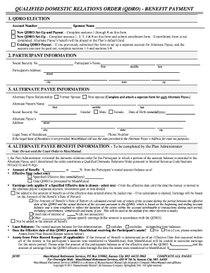 Qualified Domestic Relations Order Benefit Payment Form