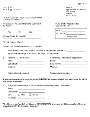 Form 6-1 Guardianship Petition (NCFC)- . Form 6-1 Guardianship Petition (NCFC)- - nycourts