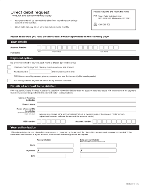 Direct debit request form (PDF) - GE Capital