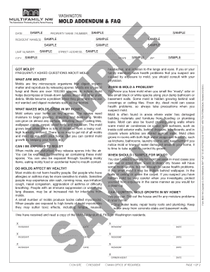 Washington Mold Addendum and FAQ
