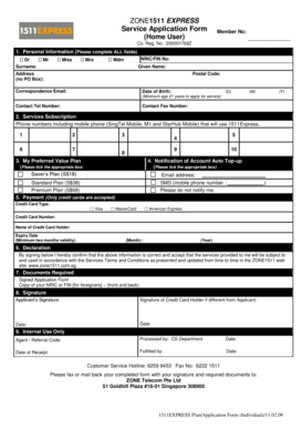 ZONE1511 Express Service Application Form