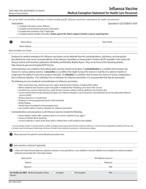 New York Influenza Vaccine Medical Exemption Form