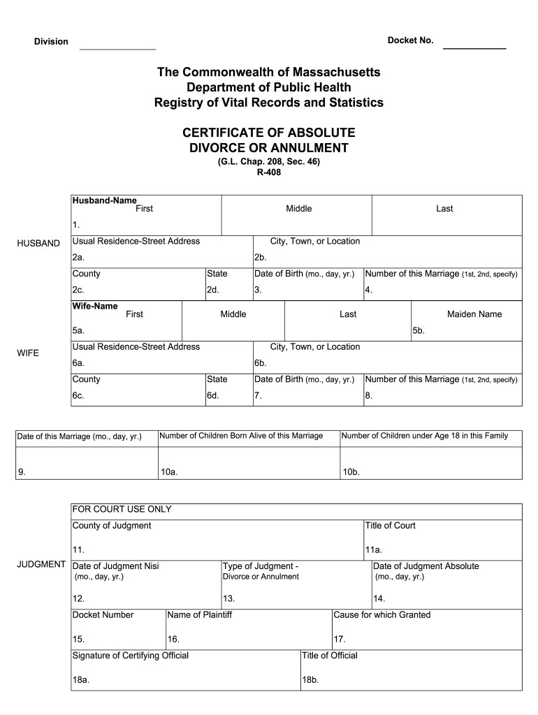 Massachusetts Divorce Form Fill Online Printable Fillable Blank
