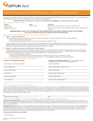 Health Savings Account Rollover or Transfer Request Form