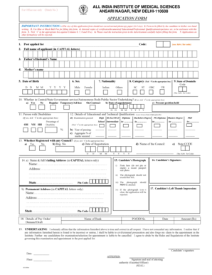 AIIMS Application Form