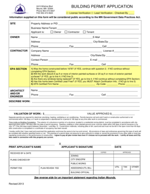 Minnesota Building Permit Application