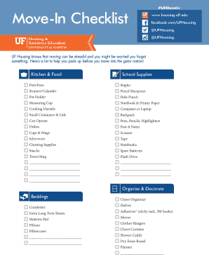 UF Move-In Checklist