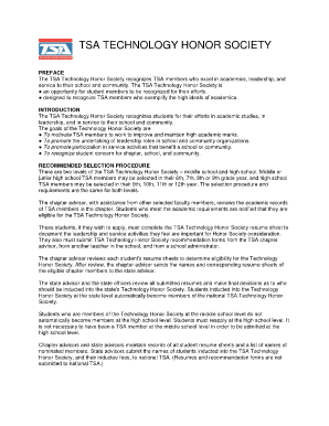 TSA Technology Honor Society Application