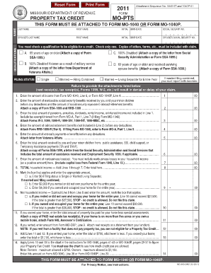 Missouri Property Tax Credit Form MO-PTS