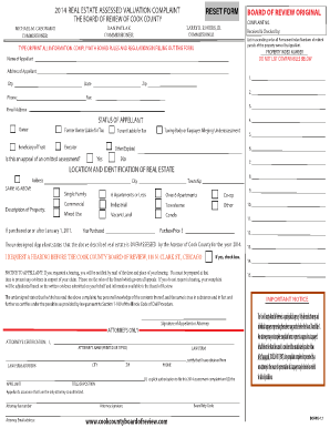 2014 Cook County Real Estate Valuation Complaint