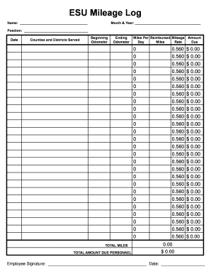 ESU Mileage Log