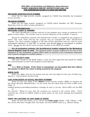 Client Admission Report Form PAS-44N