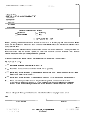 California Declaration of Disclosure