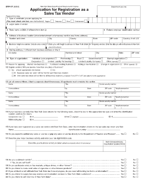 New York Sales Tax Vendor Registration Form