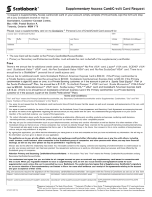 Scotiabank Supplementary Card Request Form