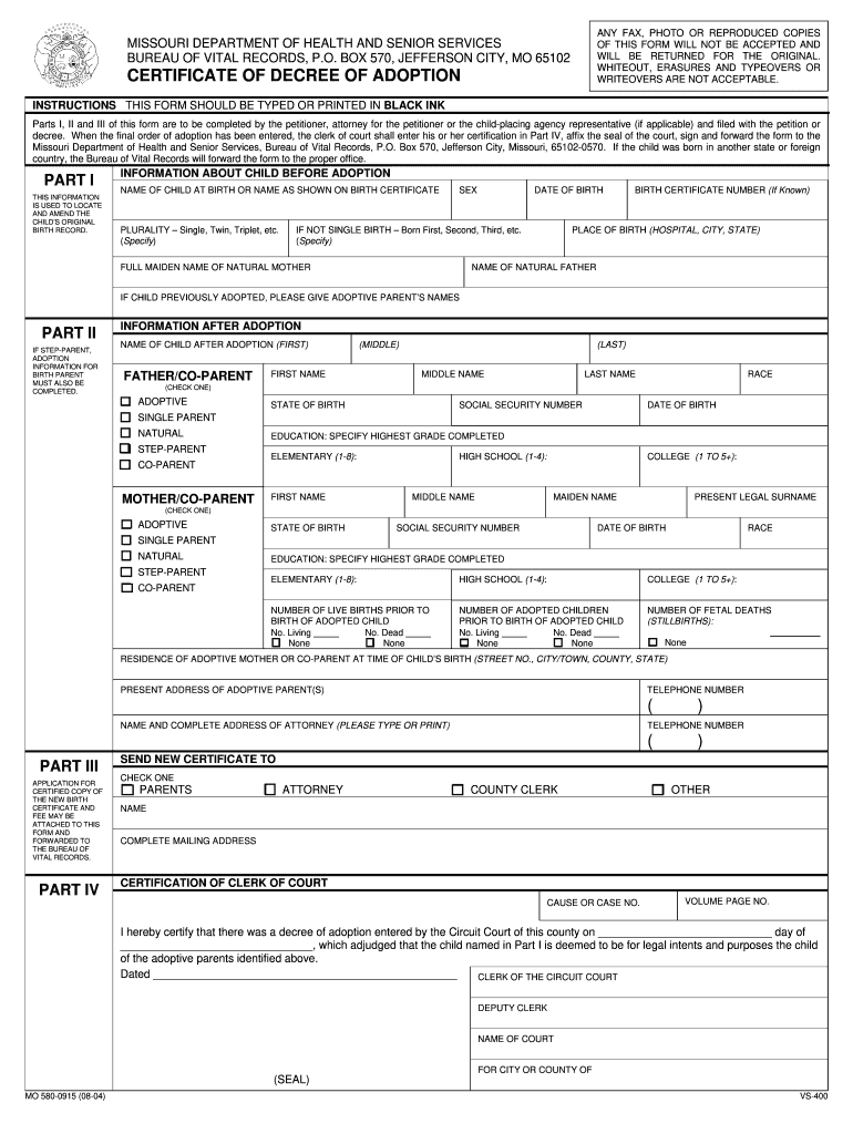 Adult Adoption Forms Missouri Fill Online Printable Fillable Blank 