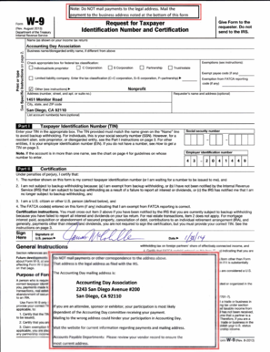 Form W-9 Request for Taxpayer Identification Number and Certification