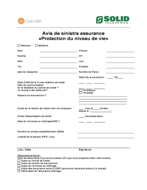 Avis de sinistre assurance
