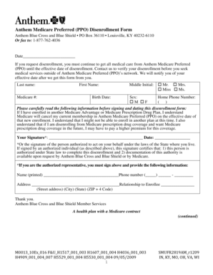 Anthem Medicare Preferred Disenrollment Form