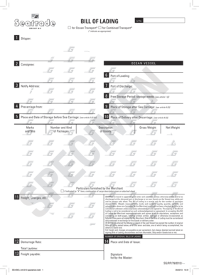 Seatrade Bill of Lading, terms and conditions