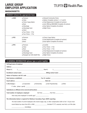 Massachusetts Large Group Employer Application