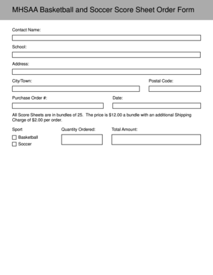 Fiba scoresheet - MHSAA Basketball and Soccer Score Sheet Order Form