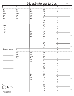 Fertility chart printable - 6 Generation Pedigree Box Chart