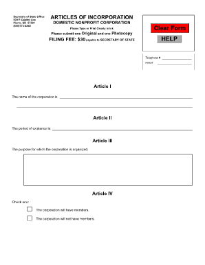 Article of incorporation - sdsos