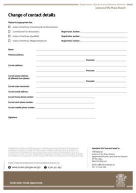 Queensland Justice of the Peace Contact Update Form