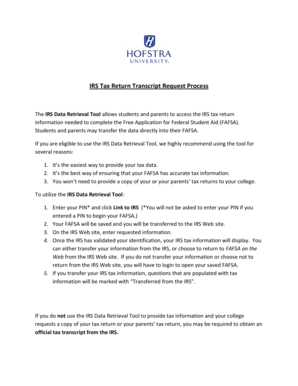 IRS Tax Return Transcript Request