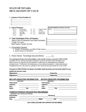 Nevada Declaration of Value