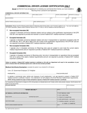 Wyoming Commercial Driver License Certification
