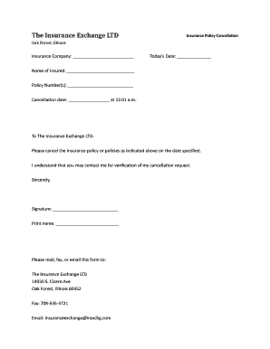 Insurance Policy Cancellation Form