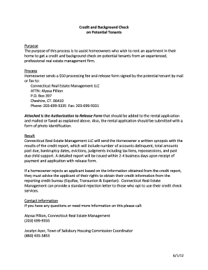 Tenant Credit and Background Check Authorization