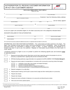 Authorization to Receive Customer Information or Act on a Customer's Behalf