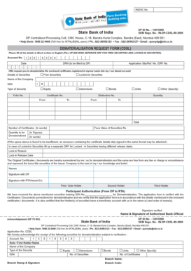 Dematerialisation Request Form (CDSL)