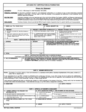 Advance Pay Certification Authorization