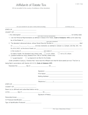 Affidavit of Estate Tax IT AFF-1